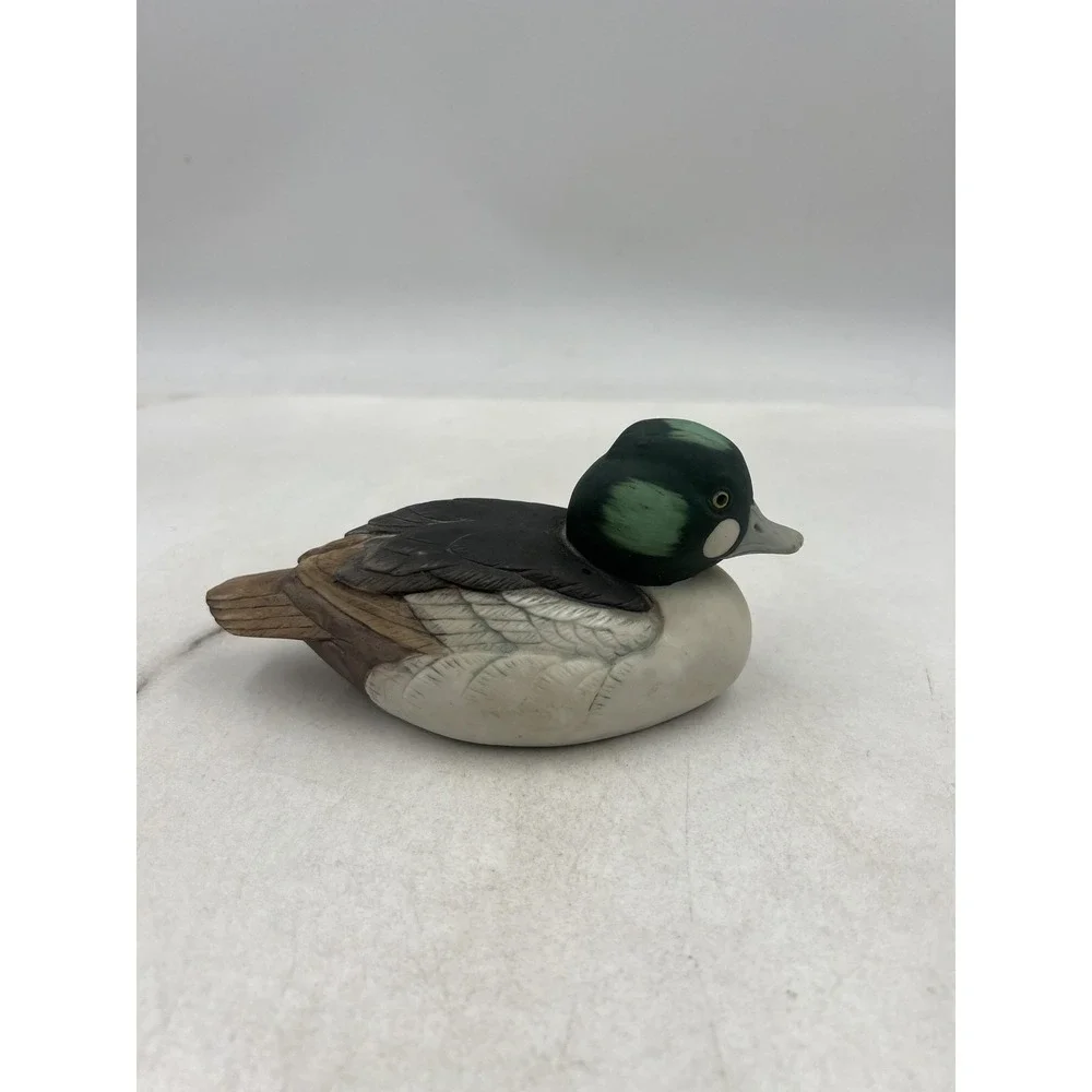 Hand Painted Resin Goldeneye Duck Decoy Figurine Carved Look Home Decor Shelf
